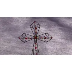 41" Metal Diamond Jeweled Cross Yard Stake - Ultimate Innovations