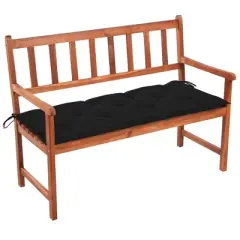 vidaXL Outdoor Patio Bench Wooden Garden Bench with Cushion Solid Wood Acacia - Black 47.2" x 19.7" x 2.8"