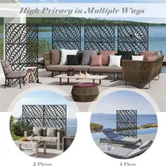 CAVINAS Metal Decorative Screen and Panels with Free Standing, Freestanding Outdoor Indoor Privacy Screen, Decorative Privacy Screen