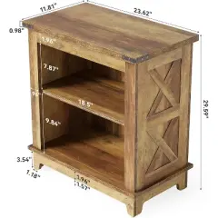 Tribesigns End Table, Wooden Side Table with Dual Shelves & X-Design Accents, Tall Nightstand for Living Room, Bedroom, Office