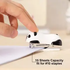 HTUTWOO Mini Cute Panda Desktop Stapler, Office Stapler, 12 Sheet Capacity, Includes Built-in Staple Remover & 1000PCS No.10 Staples
