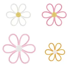Aoibox Boho Woven Daisy Wall Decor Set of 4, Nursery Macrame Wall Hanging for Girls Room, Bohemian Home Bedroom Art, 6 Petals