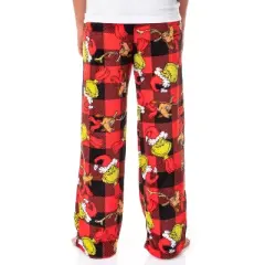 Dr. Seuss Women's The Grinch And Max Buffalo Plaid Fleece Pajama Pants