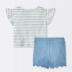 Baby Girls' 2pc Striped Pocket T-Shirt & Bike Shorts Set - Cloud Island&trade; Blue