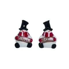 Transpac Ceramic Frosties Salt and Pepper Shakers Set of 2 Christmas Home Decorations