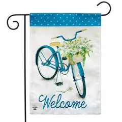Spring Bike Welcome Burlap Garden Flag Floral 18" x 12.5" Briarwood Lane