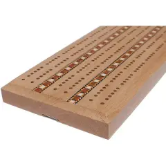WE Games Classic Cribbage Set - Solid Wood with Inlay Sprint 3 Track Board with Metal Pegs