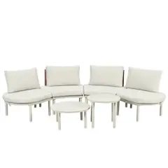 YOOCOZZ PE Wicker Rattan 6-Piece Patio Sectional Sofa with 2 High-Low Coffee Tables having Tempered Glass