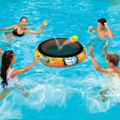 Banzai SLAM BALL 360 Degree Inflatable PVC Plastic High-Energy Outdoor Swimming Pool or Lawn Target Net Ball Game for 4 Players Ages 8+