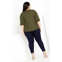 Women's Plus Size Sexy Fling Elbow Sleeve Top - jungle | CITY CHIC