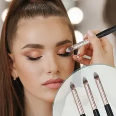 Unique Bargains Makeup Brushes and Sets Black 3 Pcs