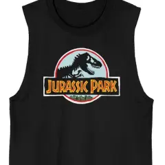 Jurassic Park Logo Crew Neck Sleeveless Black Men's Tank Top