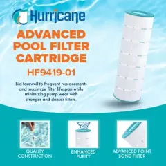 Hurricane 4 Pack HF9419-01 Advanced Pool Filter Cartridge for PAP200, Unicel C-9419, Filbur FC-0688, Pentair Clean & Clear 200, Predator 200