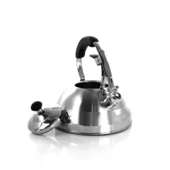 MegaChef 2.7L Stovetop Whistling Kettle - Brushed Silver: Stainless Steel Teapot, Induction & Gas Compatible