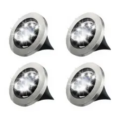 Bell + Howell 8 LED Swivel Solar Powered Disk Lights with Auto On/Off, Adjustable Angle, Walkway Lights