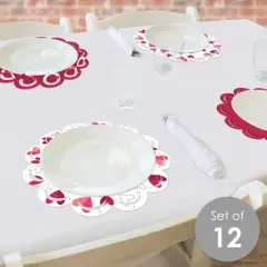 Big Dot of Happiness Happy Galentine's Day - Valentine's Day Party Round Table Decorations - Paper Chargers - Place Setting For 12