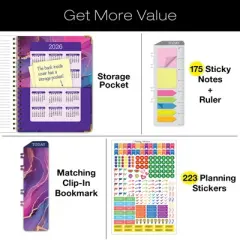 Global Printed Products Hardcover AY 2025-2026 Fashion Planner - 8.5"x11" (Pink Purple Marble)