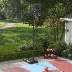YONWAY Portable Basketball Hoop, 7.5-10FT Height Adjustable Swimming Pool Basketball Goal with 43.25" Backboard, Wheels and Fillable Base, Black