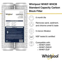 Whirlpool 10" x 2.5" Carbon Block Whole House Water Filter, 5-Micron, NSF Certified, WHKF-WHCB