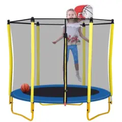 Dexmalle Outdoor & Indoor Mini Toddler Trampoline with Enclosure