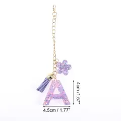 Unique Bargains Star Sequin Letter A Flower Tassel Water Cup Pendant Purple 1 Pc