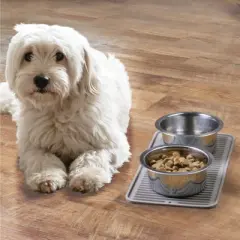 mDesign Silicone Pet Food/Water Bowl Feeding Mat for Dogs - Small