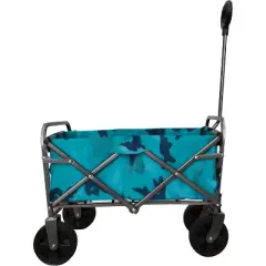 Acekool Lightweight Folding Wagon, 180lbs Capacity, All-Terrain Collapsible Beach & Camping Cart, Portable Utility Trolley, Navy Blue
