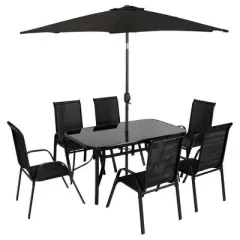 Resenkos 8 Pieces Patio Furniture Set, Outdoor Sectional Furniture, Umbrella,