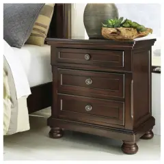 Signature Design by Ashley Porter Classic 2 Drawer Nightstand with Dovetail and Ball-bearing Construction, Dark Brown