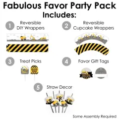 Big Dot of Happiness Dig It - Construction Party Zone - Baby Shower or Birthday Party Favors and Cupcake Kit - Fabulous Favor Party Pack - 100 Pieces