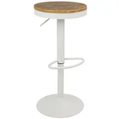 Set of 2 Dakota Industrial Adjustable Barstool with Swivel White - Lumisource