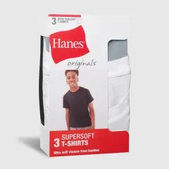 Hanes Boys' 3pk SuperSoft Crew T-Undershirts - Black/White/Gray
