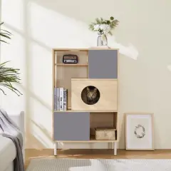 Gulches Pet Houses - Modern Cat Bookcase with Tree Shelves and Storage