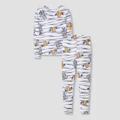 Boys' 4pc Bluey Long Sleeve Halloween Pajama Set - Orange/Black