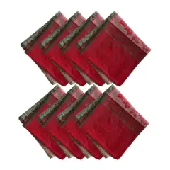 Prestige Poinsettia Jacquard Napkin Set of 8 - Multicolor - 17x17 - Elrene Home Fashions