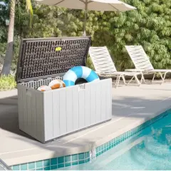 Decksplore Waterproof Patio Storage 110GAL Deck Storage Box Organizer for Pool & Garden