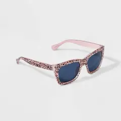 Girls' Leopard Print Square Sunglasses - Cat & Jack&trade; Pink: UV Protection, Recycled Plastic Frame