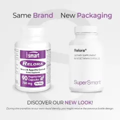 SuperSmart Relora 750mg per Day - Magnolia Officinalis & Phellodendron Amurense Extract Supplement | Non-GMO & Gluten Free - 90 Vegetarian Capsules