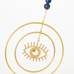 Woodstock Chimes Suncatcher Evil Eye, Blue Stone 12"