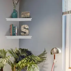 8" x 16" Set of 2 Decorative Wood Floating Corner Shelves White - American Art Decor