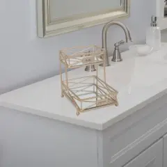 2 Tier Sleek Vanity Tower Satin Gold - Bath Bliss