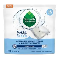 Seventh Generation Triple Action Clean Dishwasher Detergent Packets - 16ct