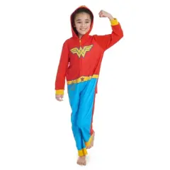 DC Comics Justice League Batgirl Supergirl Wonder Woman Girls Zip Up Costume Pajama Coverall and Cape Toddler to Little Kid