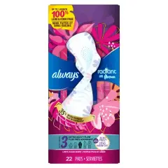 Always Radiant Extra Heavy Flow Absorbency with Flex Foam Pads - Scented - Size 3