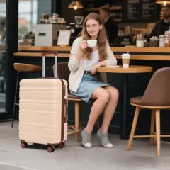 KWPZQEB 3 Piece Luggage Set Carry on Suitcase with ABS+PC hardshell, Spinner Wheels & TSA Lock (20"/24"/28")