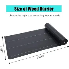 6.5Ft x 300Ft Heavy Duty Weed Barrier Fabric, 3 Oz Professional Grade Landscape Fabric, Weed Block Gardening Mat for Plant Bed, Erosion Control