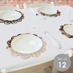 Big Dot of Happiness Gone Hunting - Deer Hunting Camo Baby Shower or Birthday Party Round Table Decorations - Paper Chargers - Place Setting For 12
