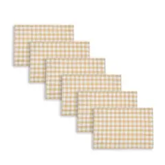 C&F Home Ashford Cornsilk Gingham Checkered Placemats Set of 6 Dining, 13" x 19"