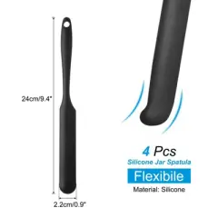 Unique Bargains Silicone Heat Resistant Non-Stick Long Handle Food Spatula for Jars 4 Pcs