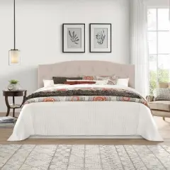 King/California King Provence Upholstered Arch Adjustable Tufted Headboard with Frame Linen Fabric - Hillsdale Furniture